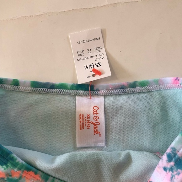 3Pc Bundle Cat & Jack Girls Rashguard Tie Dyed Bralette Bikini Bottom Swimwear - Picture 12 of 13